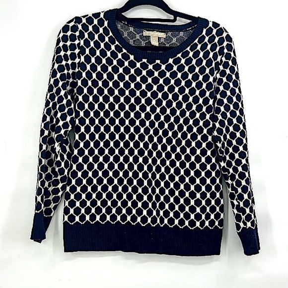Banana Republic navy blue and white sweater size medium circle print - Picture 1 of 8